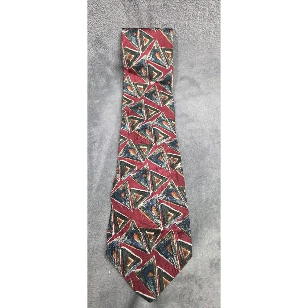 JL Roberts & Company‎ 100% Silk Geometric Abstract Multicolor Retro Tie 90s